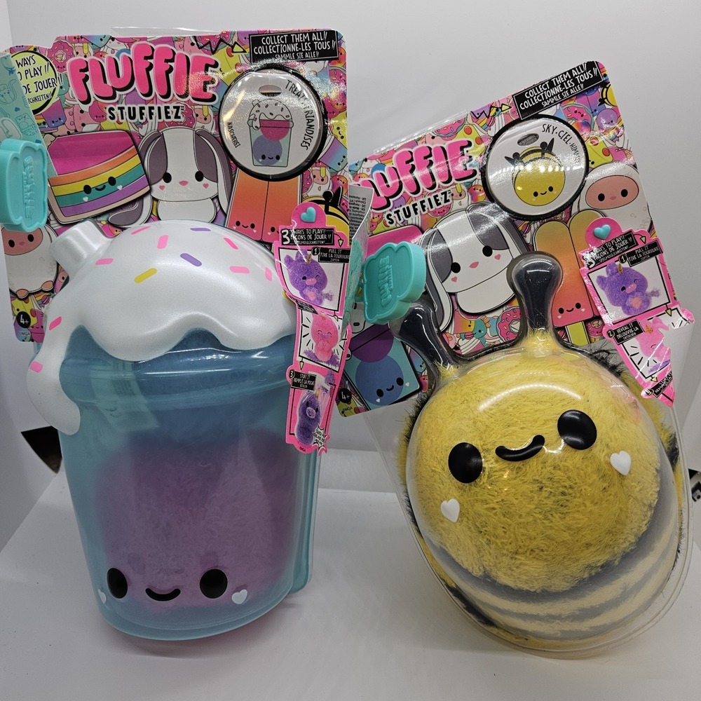 Lot of 2 Fluffie Stuffiez Plush – Cupcake & Bee –‎ Sealed New MGA Collectibles